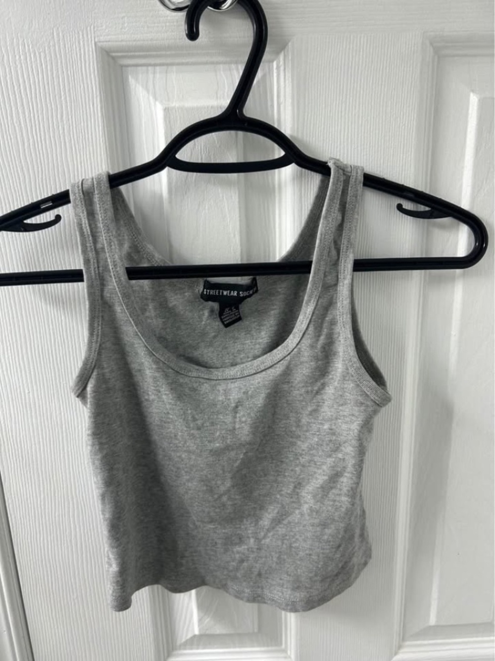 Streetwear Society Gray Crop Tank Top, Size Small